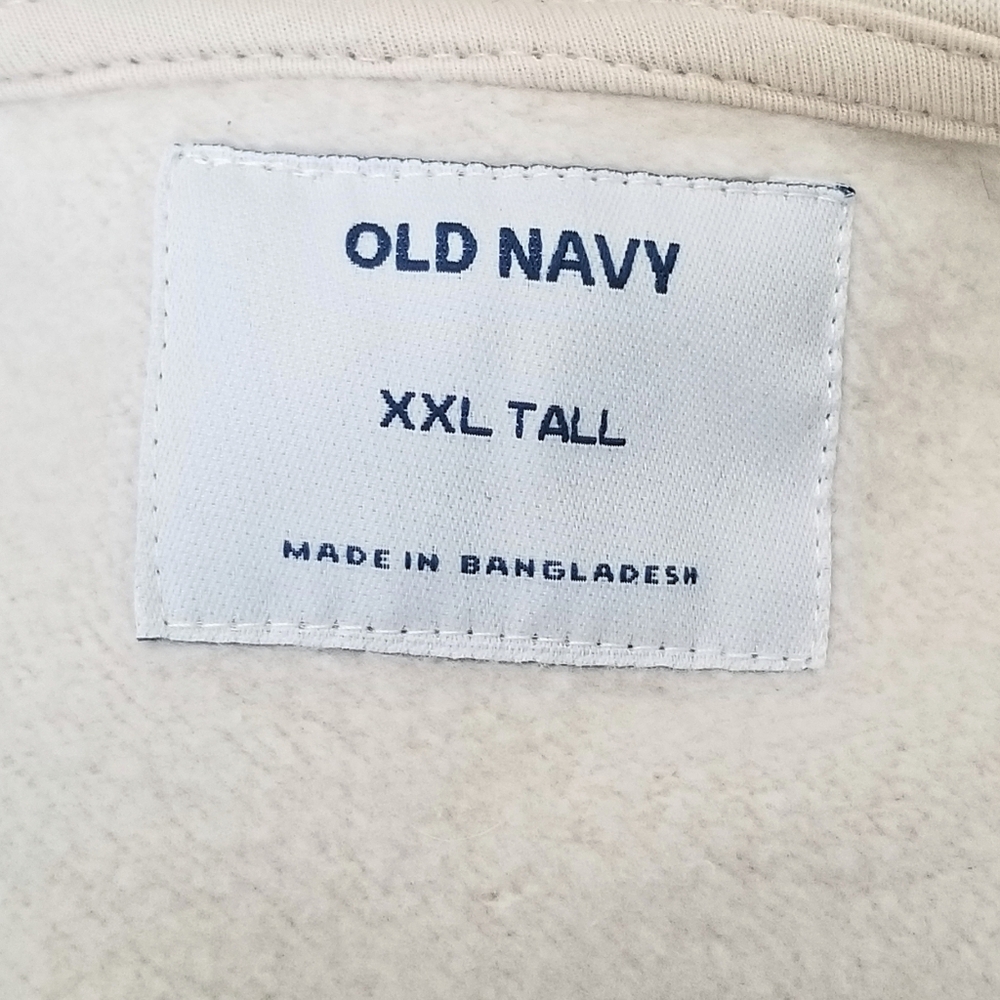 Old Navy Big & Tall Men's Lined Warm Cozy Zip Up Hooded Sweatshirt Cream XXLT - Picture 6 of 6